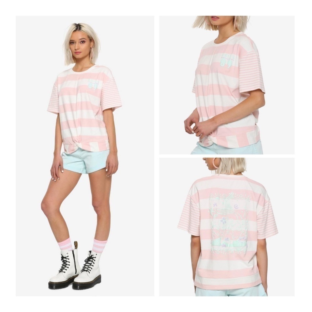 HER universe disney the little mermaid 30th anniversary striped twist front top